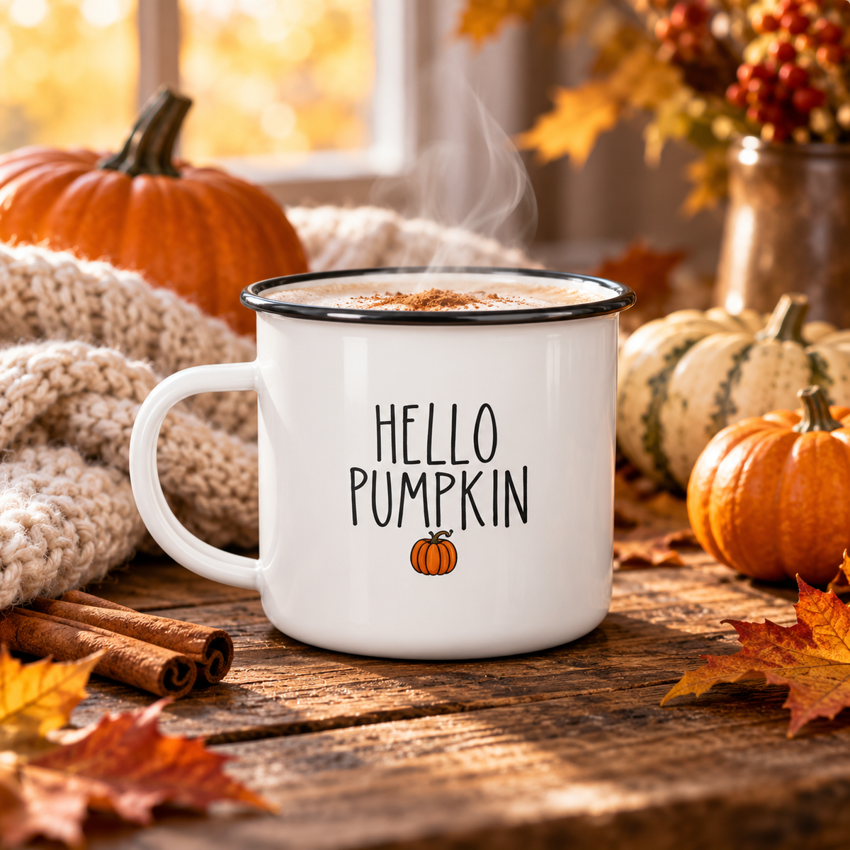 Hello Pumpkin Enamel Mug