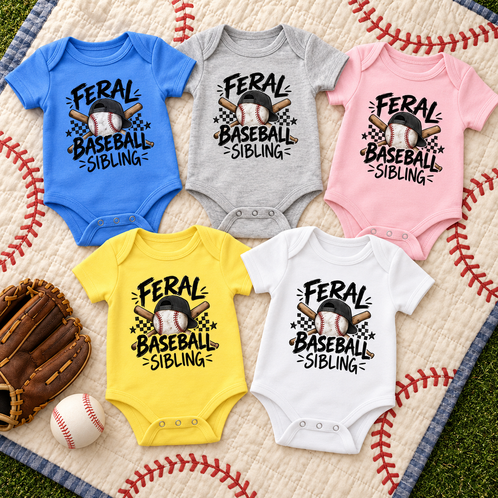 Feral Baseball Baby Short Sleeve One Piece